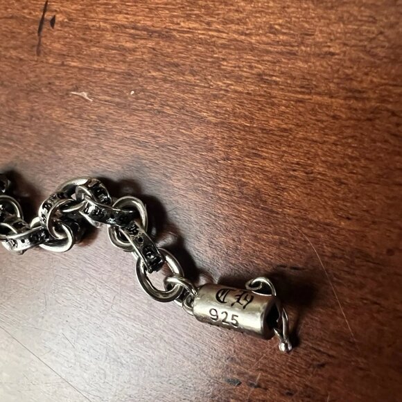 CHROME HEARTS Cemetery Ring Size 7 925 Silver Pin Clasp Engraved Necklace - Picture 4 of 6